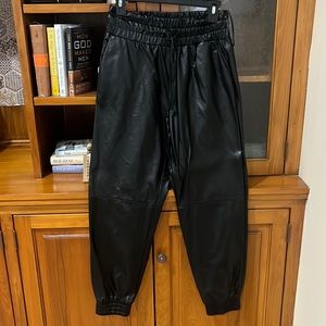 Faux leather joggers